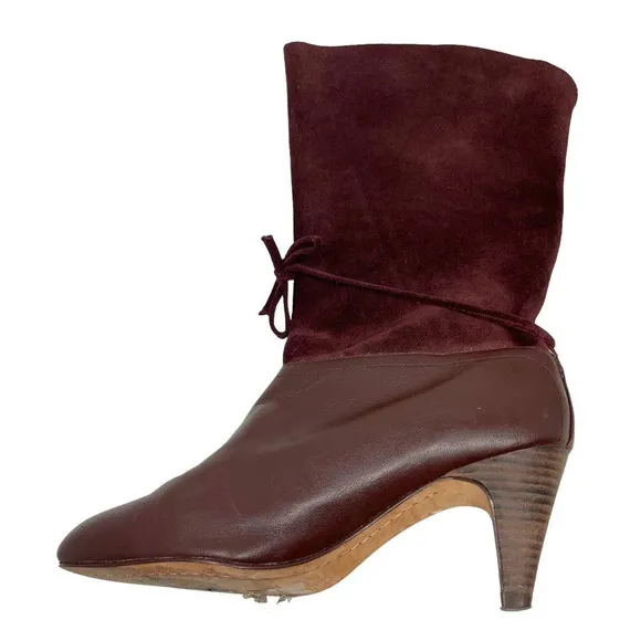 Ted Baker Maroon Suede and Leather Slouchy Twla Boots Size US 6