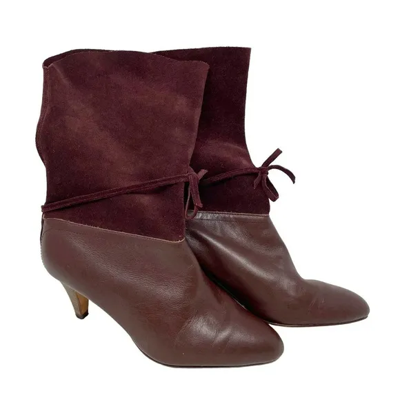 Ted Baker Maroon Suede and Leather Slouchy Twla Boots Size US 6