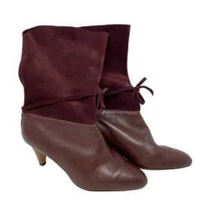 Ted Baker Maroon Suede and Leather Slouchy Twla Boots Size US 6
