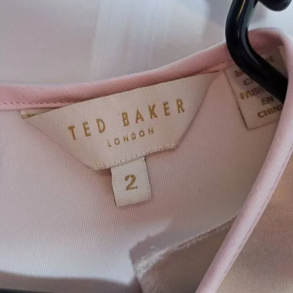 Ted Baker London Women's Floral Pink Quaro Rose On Canvas Neoprene Cap Sleeve Dr
