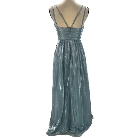 Teezeme Spaghetti Strap Embroidered Beaded Formal Gown - Light Blue - size 5/6