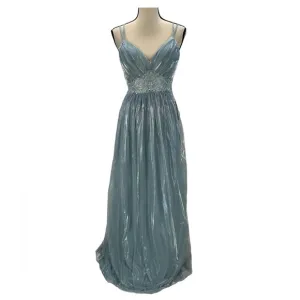 Teezeme Spaghetti Strap Embroidered Beaded Formal Gown - Light Blue - size 5/6