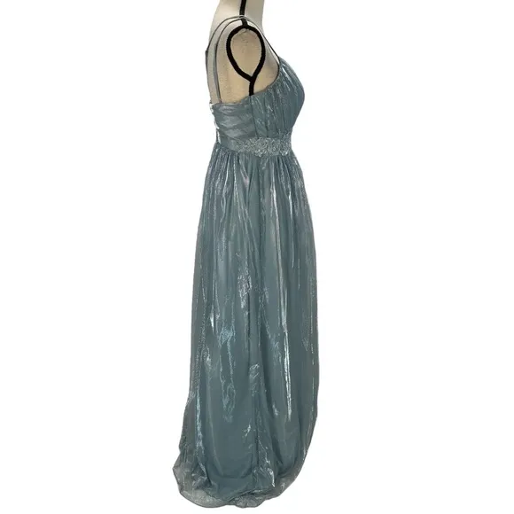 Teezeme Spaghetti Strap Embroidered Beaded Formal Gown - Light Blue - size 5/6
