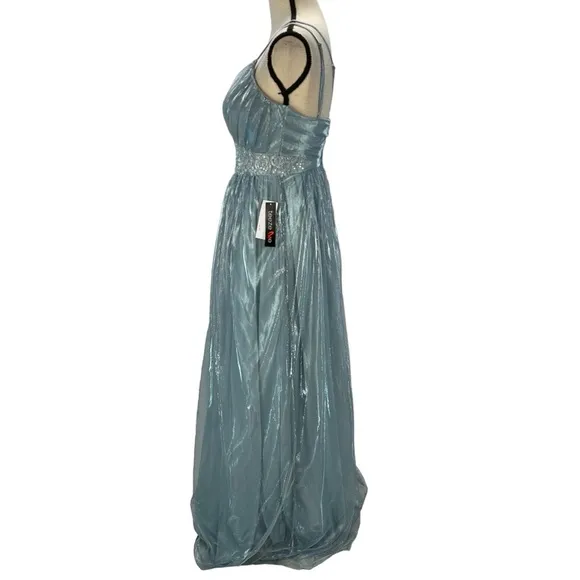 Teezeme Spaghetti Strap Embroidered Beaded Formal Gown - Light Blue - size 5/6