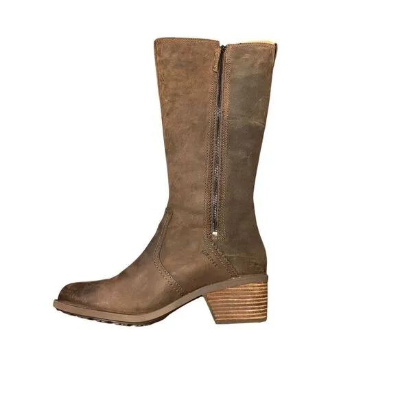 Teva Anaya size 11 chocolate brown riding tall boots side zip Christmas