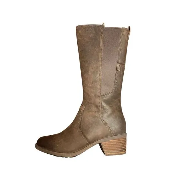 Teva Anaya size 11 chocolate brown riding tall boots side zip Christmas