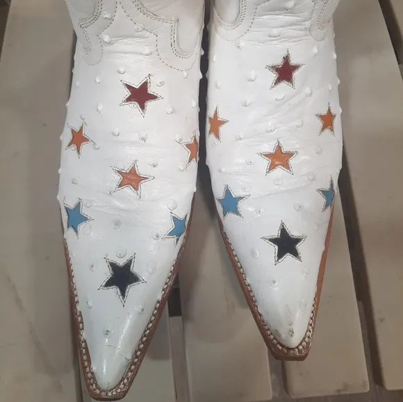 Texas Style White Leather Boots