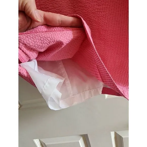 The Arden Seersucker Dress in Rose by Lauren James size small