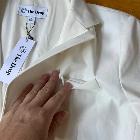 The Drop Ivory Ramona Loose Fit Relaxed Blazer One Button Suit Jacket, Size M