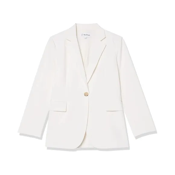 The Drop Ivory Ramona Loose Fit Relaxed Blazer One Button Suit Jacket, Size M