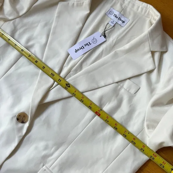 The Drop Ivory Ramona Loose Fit Relaxed Blazer One Button Suit Jacket, Size M