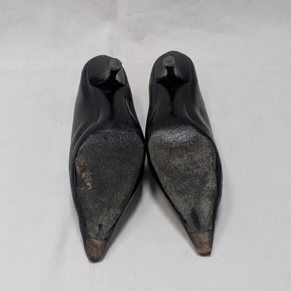 The Row Black Leather Heeled Low Ankle Booties Shoes Size 38.5 US 8.5