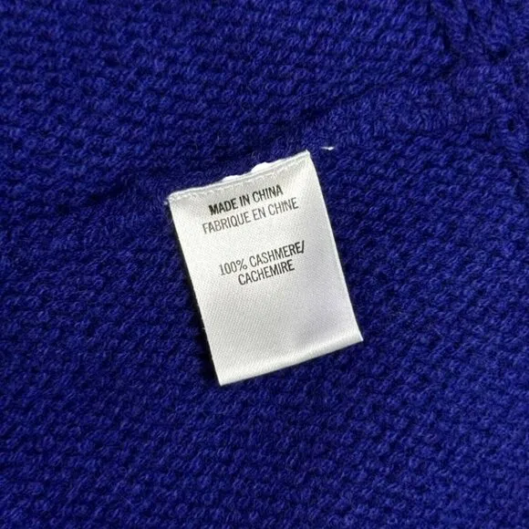 THEORY 100% Cashmere Sweater Sz.L Knit Dark Blue Boat Neck 3/4 Sleeve Belted 90s