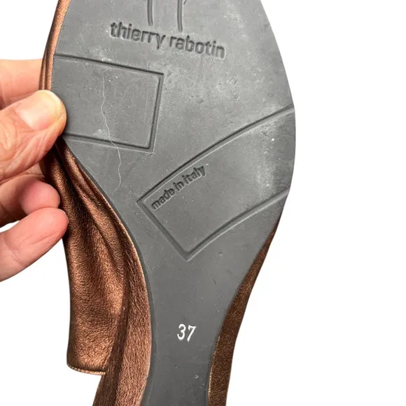 Thierry Rabotin Women’s 37 (6 1/2 ) Regis Bronze  Slingback Peep Toe Wedges