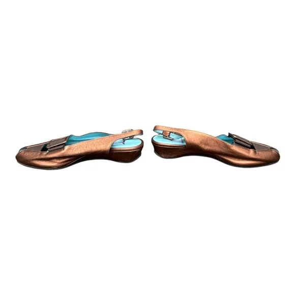 Thierry Rabotin Women’s 37 (6 1/2 ) Regis Bronze  Slingback Peep Toe Wedges