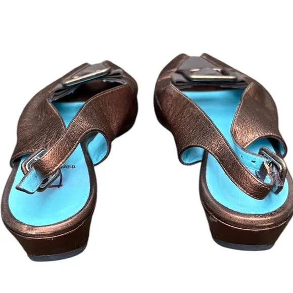 Thierry Rabotin Women’s 37 (6 1/2 ) Regis Bronze  Slingback Peep Toe Wedges
