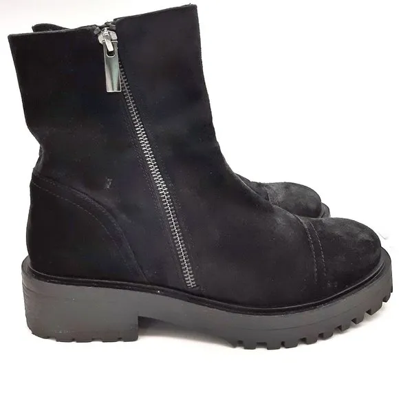 Thursday Boot Company The Raider Everyday Black Suede Side Zip Boots SZ 7