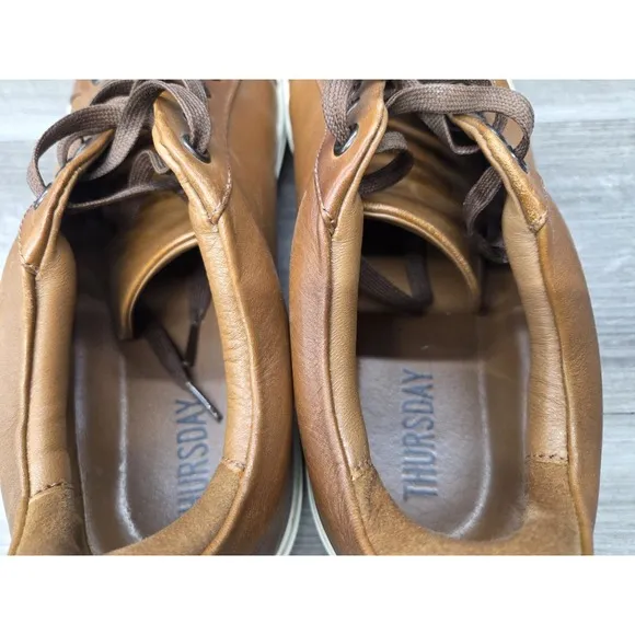 Thursday Everyday Mens Size 12 Brown Classic Leather Lace Up Shoes Sneakers