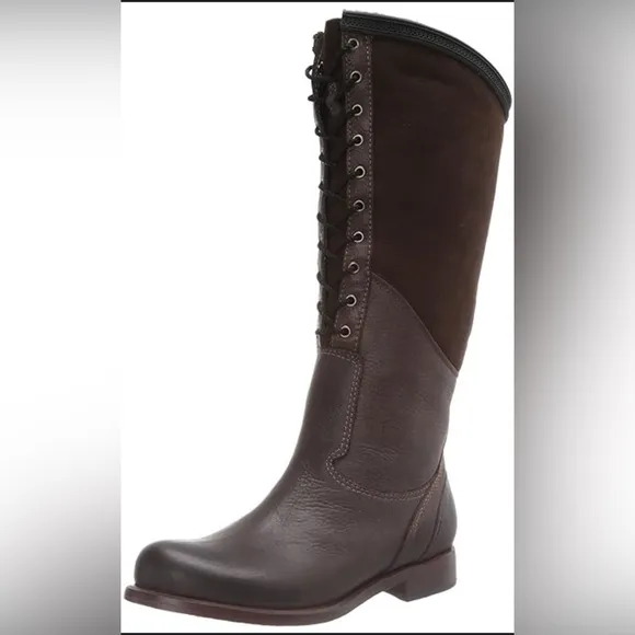 Timberland Boot Co Lucille Brown Leather Sheepskin Lace-Up Riding Boots Size 9