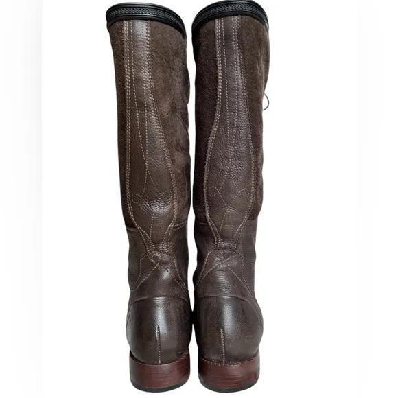 Timberland Boot Co Lucille Brown Leather Sheepskin Lace-Up Riding Boots Size 9