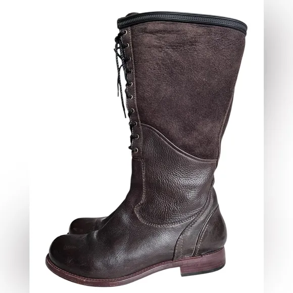 Timberland Boot Co Lucille Brown Leather Sheepskin Lace-Up Riding Boots Size 9