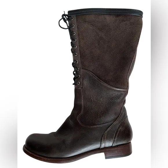 Timberland Boot Co Lucille Brown Leather Sheepskin Lace-Up Riding Boots Size 9