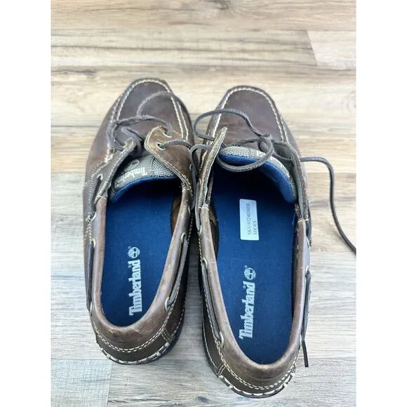 Timberland Brown Leather Boat Dock Shoes Men's Size 11M