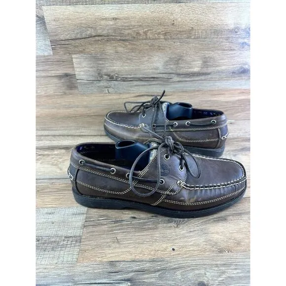 Timberland Brown Leather Boat Dock Shoes Men's Size 11M