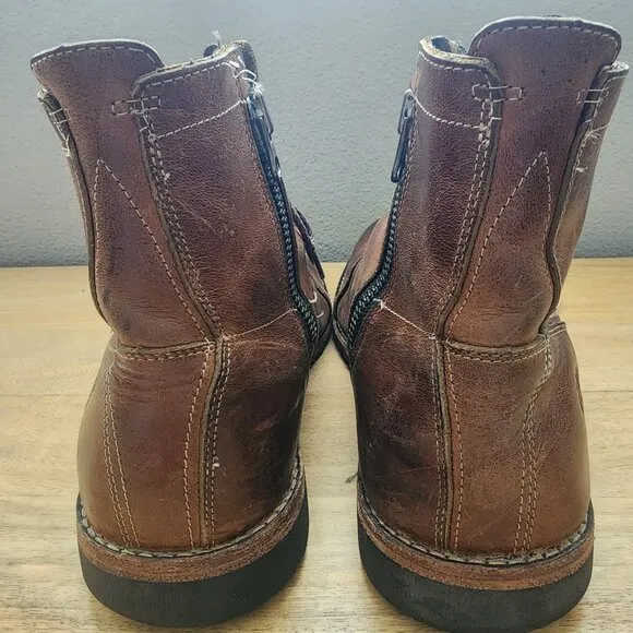 Timberland Earthkeeper Brown Leather Side Zip/Lace Up Boots Mens Sz 10