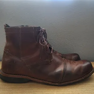 Timberland Earthkeeper Brown Leather Side Zip/Lace Up Boots Mens Sz 10