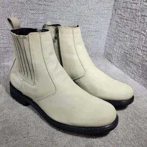 Timberland Men's Size 9 US Beige Leather Side Zip Chelsea Boots
