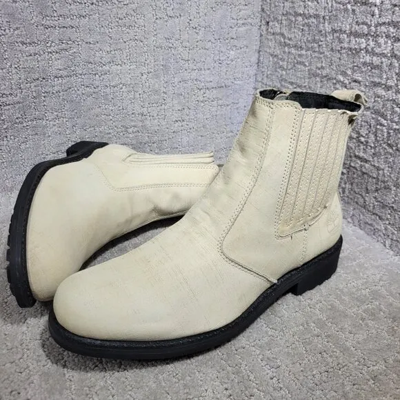 Timberland Men's Size 9 US Beige Leather Side Zip Chelsea Boots
