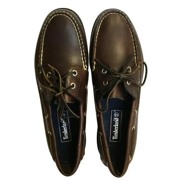 Timberland NWB Men's Leather Slip-On 2-Eye Loafer 71001 Maritime Brown Size 9