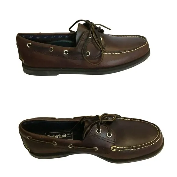 Timberland NWB Men's Leather Slip-On 2-Eye Loafer 71001 Size 9 Maritime Brown