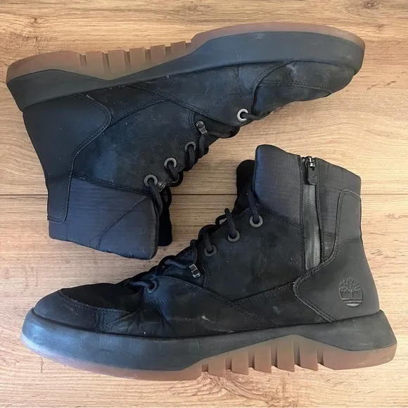 TIMBERLAND Supaway Side Zip Boots Black Nubuck Waterproof‎ Size 12