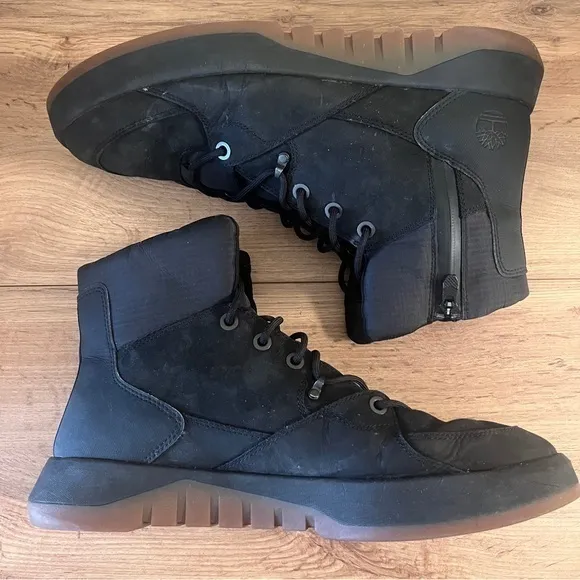 TIMBERLAND Supaway Side Zip Boots Black Nubuck Waterproof‎ Size 12