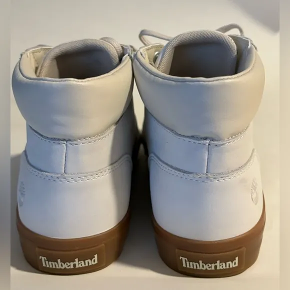 Timberland women white leather mid lace up boots Size 8
