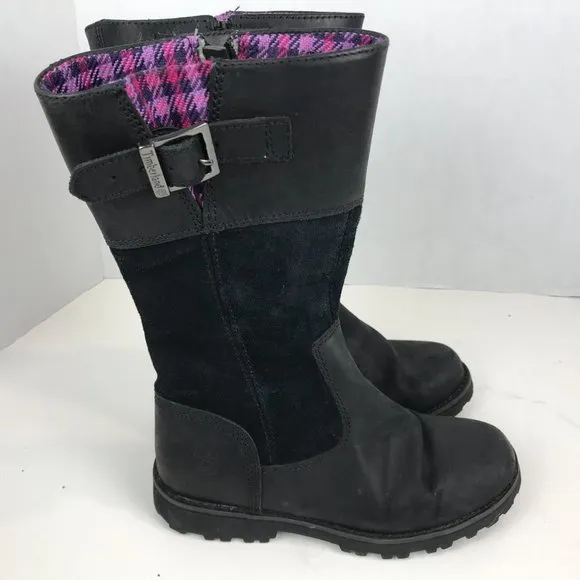 Timberland Youth black leather Zip boots US 1.5 EU 33