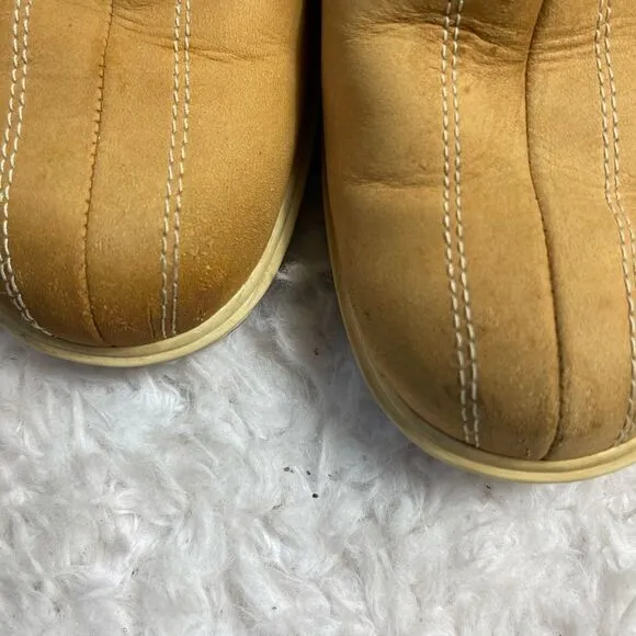 Timberland leather wheat Nubuck ankle wedge boots side zipper size 7.5M