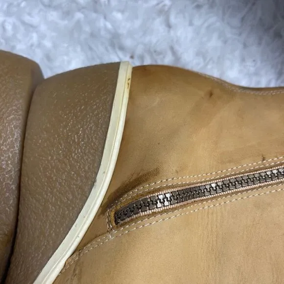 Timberland leather wheat Nubuck ankle wedge boots side zipper size 7.5M