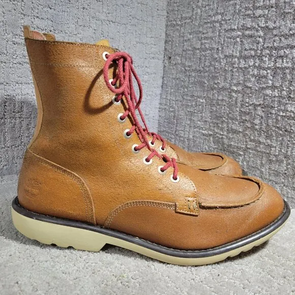 Timberlands 7&quot; Men's Size 11.5M US Brown Leather Lace Up Combat Boots 64569