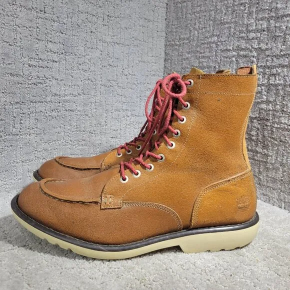 Timberlands 7&quot; Men's Size 11.5M US Brown Leather Lace Up Combat Boots 64569