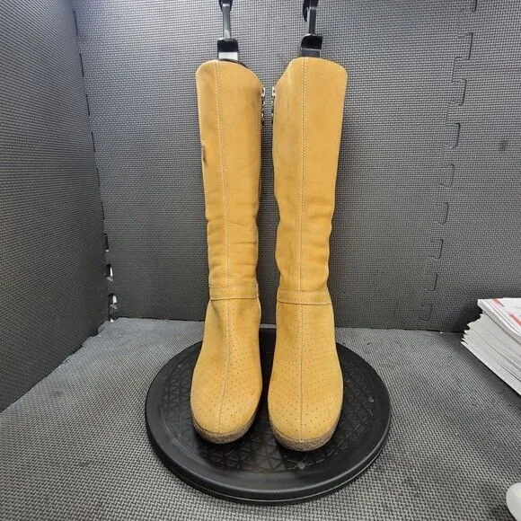 Timberland Tall Zip Up Leather Boots Womens Sz 9 Wheat Heeled Booties