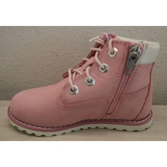 Timberland Toddler Girls' Sz 8M Light Pink Nubuck Pokey Pine 6&quot; Side Zip Boots