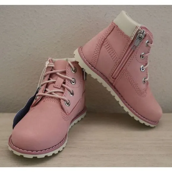 Timberland Toddler Girls' Sz 8M Light Pink Nubuck Pokey Pine 6&quot; Side Zip Boots