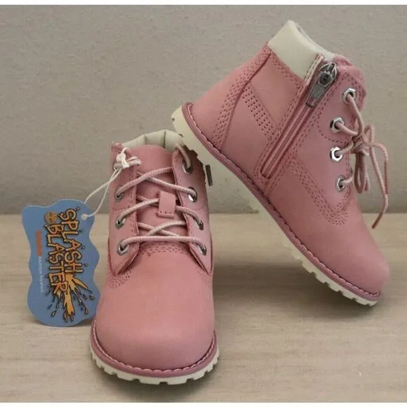 Timberland Toddler Girls' Sz 8M Light Pink Nubuck Pokey Pine 6&quot; Side Zip Boots