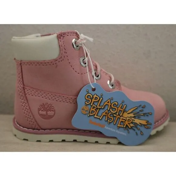 Timberland Toddler Girls' Sz 8M Light Pink Nubuck Pokey Pine 6&quot; Side Zip Boots