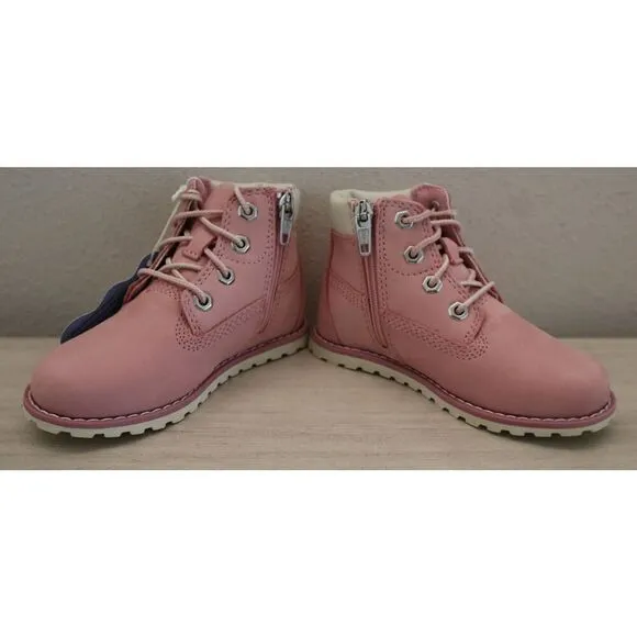 Timberland Toddler Girls' Sz 8M Light Pink Nubuck Pokey Pine 6&quot; Side Zip Boots