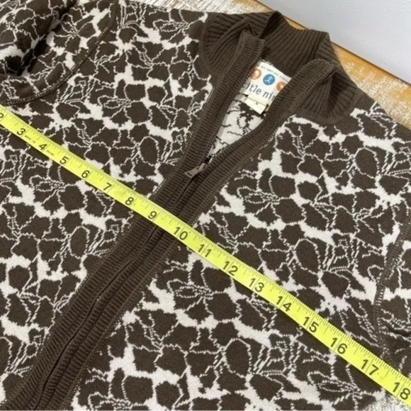 Title Nine Brown Floral Print Full Zip Sweater Women's Size S Pockets