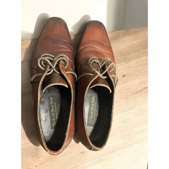 To Boot New York Adam Derrick Men's Brown Leather Dress Shoes 2853 Sz 10 Italy